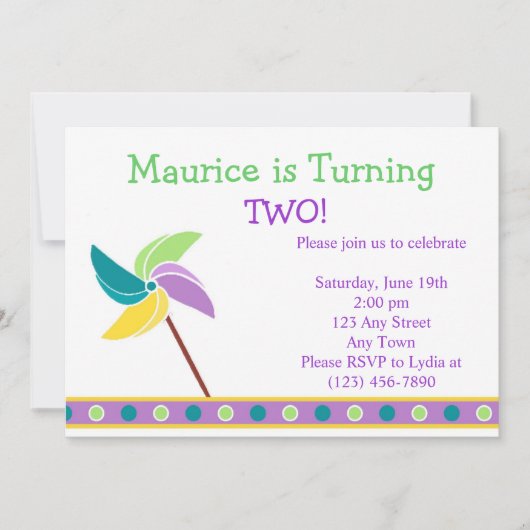 ブルーピンホイール招待状 招待状 (正面)