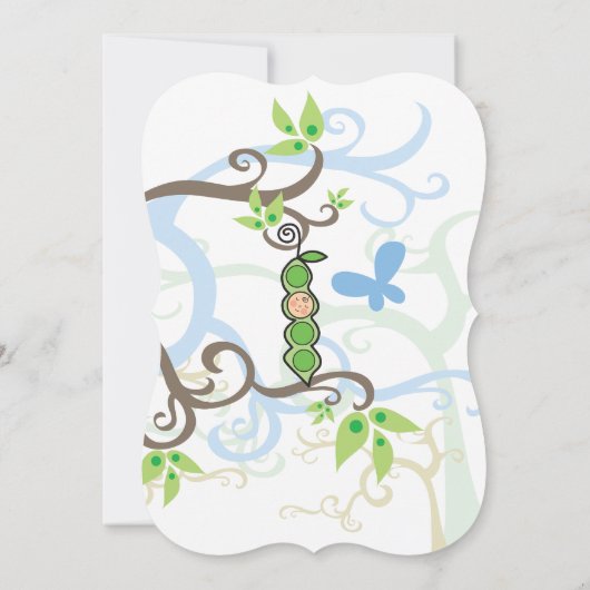 ブルーピーインザポッドボーイベビーシャワー招待状 招待状 (裏面)