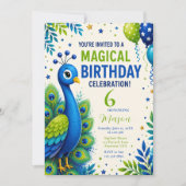 ブルーピーコックの男の子の誕生日パーティー 招待状 (正面)