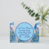 ブルーピーコックアート新しいアドレス移動はがき ポストカード (スタンド正面)