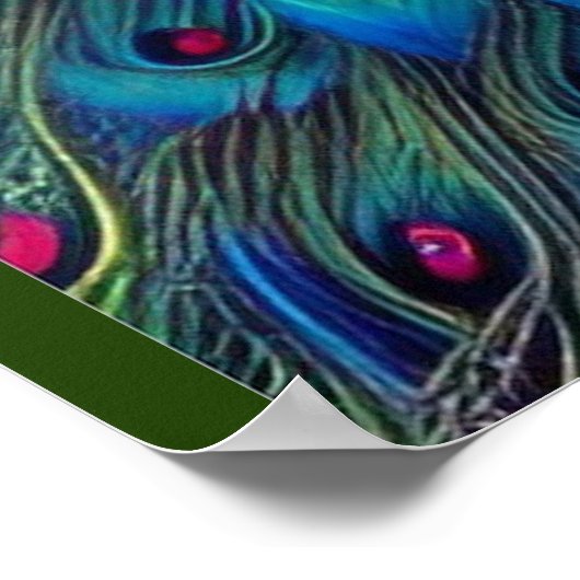 ブルーピーコックインピンクハートバラガーデン ポスター (角)