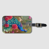 ブルーピーコックインピンクローズガーデン ラゲッジタグ (正面横)