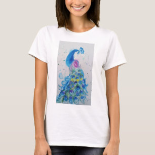 ブルーピーコックウォーター絵を描カラーのアートTシャツ Tシャツ
