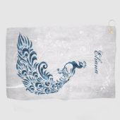 ブルーピーコックゴルフパーソナライズされたタオル ゴルフタオル (横)