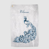 ブルーピーコックゴルフパーソナライズされたタオル ゴルフタオル (正面)