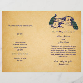 ブルーピーコックスヴィンテージウェディングプログラム