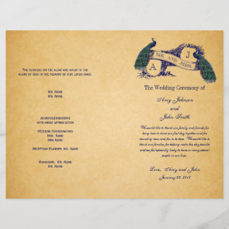 ブルーピーコックスヴィンテージウェディングプログラム