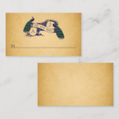 ブルーピーコックスヴィンテージウェディング座席表 プレイスカード (正面/裏面)