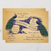 ブルーピーコックスヴィンテージリハーサルディナー招待状 招待状 (正面/裏面)