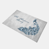 ブルーピーコックドアパーソナライズされたマット ドアマット (アングル)