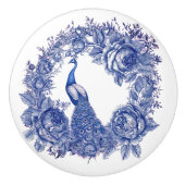 ブルーピーコックバラ縁どフローラ セラミックノブ (正面)