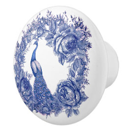 ブルーピーコックバラ縁どフローラ セラミックノブ