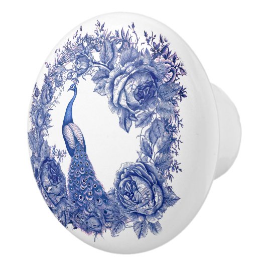 ブルーピーコックバラ縁どフローラ セラミックノブ (右)