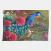 ブルーピーコックピンクローズガーデン キッチンタオル (横)