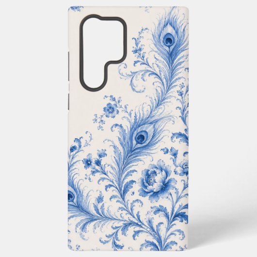 ブルーピーコックフェザーフォンケース SAMSUNG GALAXYケース (裏面)