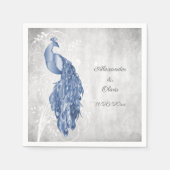 ブルーピーコックブライダルシャワーナプキンス スタンダードカクテルナプキン (正面)