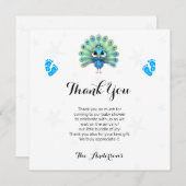 ブルーピーコックベビーシャワーサンキューカード サンキューカード (正面/裏面)