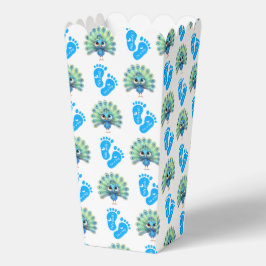 ブルーピーコックベビーシャワーポップコーン好意ボックス フェイバーボックス