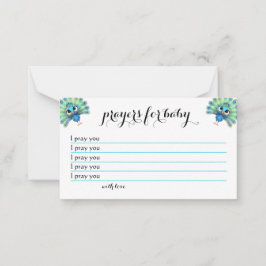 ブルーピーコックベビーシャワー祈りの言葉カード ノートカード