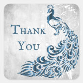 ブルーピーコックリーフつる植物サンキュースティッカー スクエアシール (正面)