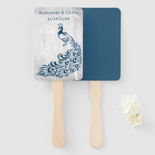 ブルーピーコックリーフつる植物ハンドファン ハンドファン (正面&裏面)