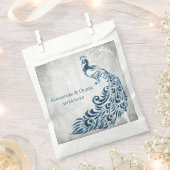 ブルーピーコックリーフつる植物結婚式の引き出物バッグ フェイバーバッグ (クリップ留めされた状態)