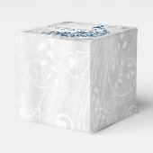 ブルーピーコックリーフつる植物結婚式の引き出物ボックス フェイバーボックス (正面サイド)