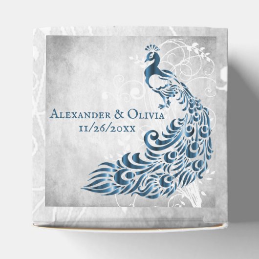 ブルーピーコックリーフつる植物結婚式の引き出物ボックス フェイバーボックス (上部)