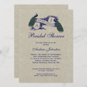 ブルーピーコックリ素朴ネン | ブライダルシャワー 招待状 (正面/裏面)