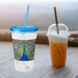 ブルーピーコック羽毛プラメージ アクリルタンブラー