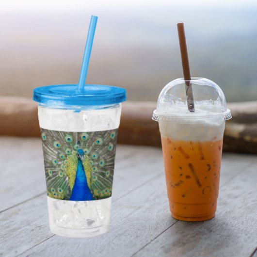 ブルーピーコック羽毛プラメージ アクリルタンブラー