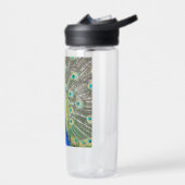 ブルーピーコック羽毛プラメージ ウォーターボトル (左面)