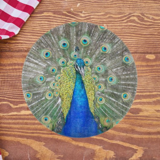 ブルーピーコック羽毛プラメージ カッティングボード