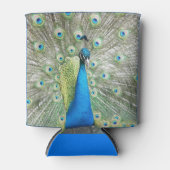 ブルーピーコック羽毛プラメージ 缶クーラー (正面)