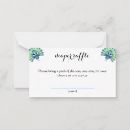 ブルーピーコック赤ちゃんシャワーおむつラッフルカード ノートカード