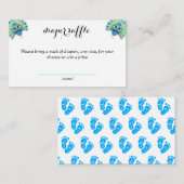 ブルーピーコック赤ちゃんシャワーおむつラッフルカード ノートカード (正面/裏面)