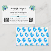 ブルーピーコック赤ちゃんシャワーおむつ拭きカード ノートカード (正面/裏面)