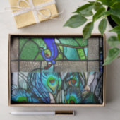 ブルーピーコック鳥ステンドグラスのデコパージュ 薄葉紙 (ギフト)