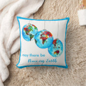 ブルーピースオンアースウォーターカラーホリデーギフト クッション (ブランケット)