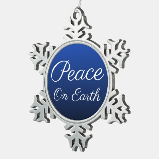 ブルーピースオンアーススノーフレークオーナメント スノーフレークピューターオーナメント (右)