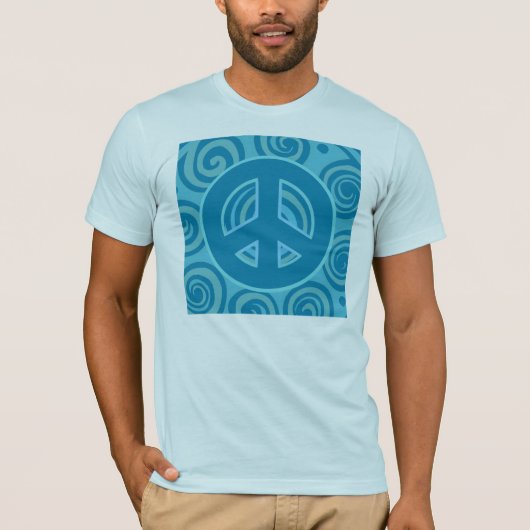ブルーピースサインデザイン Tシャツ (正面)