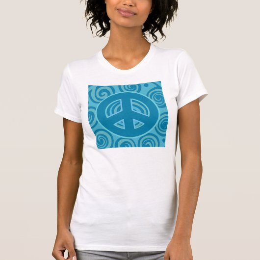 ブルーピースサインデザイン Tシャツ (正面)