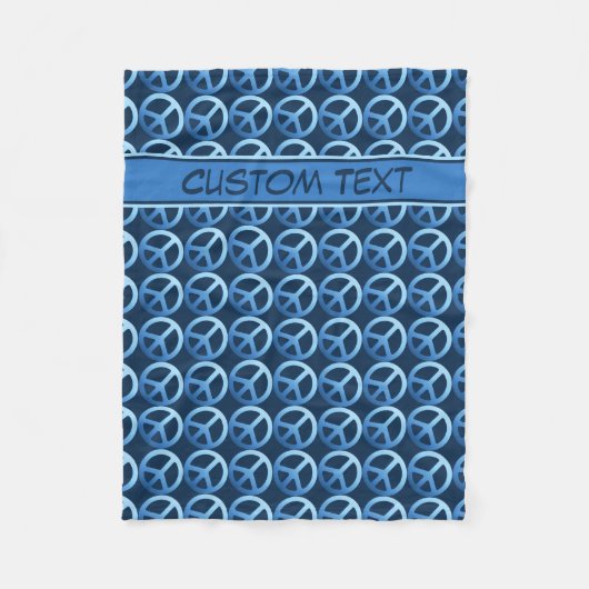 ブルーピースサインブランケットカスタム文字 フリースブランケット (正面)