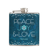 ブルーピースジョイラブホリデースノーフレークはっきりしたモダン フラスク (正面)