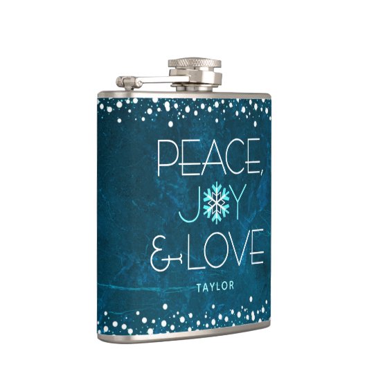 ブルーピースジョイラブホリデースノーフレークはっきりしたモダン フラスク (右)