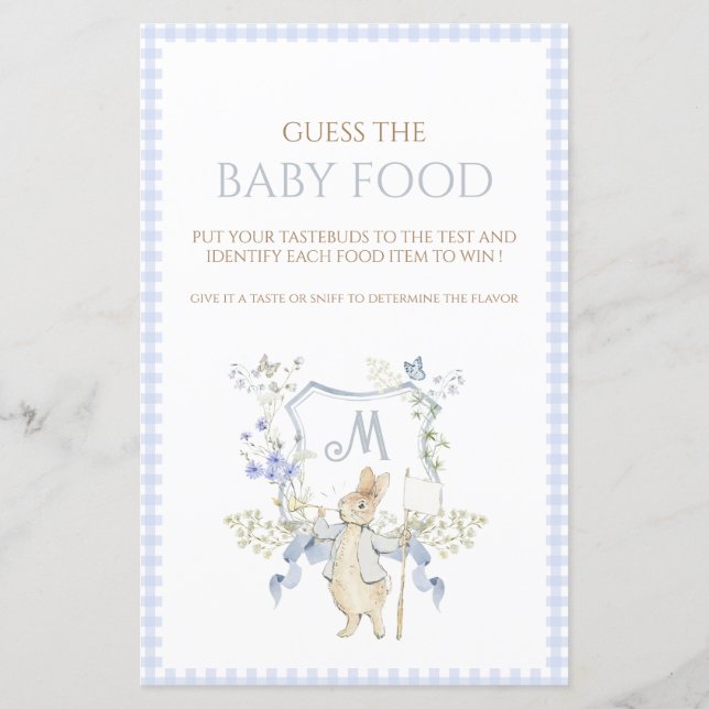 ブルーピーターうさぎ推測ベビー食べ物ゲーム (裏面)