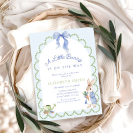 ブルーピーターうさぎ男の子ベイビーシャワー 招待状