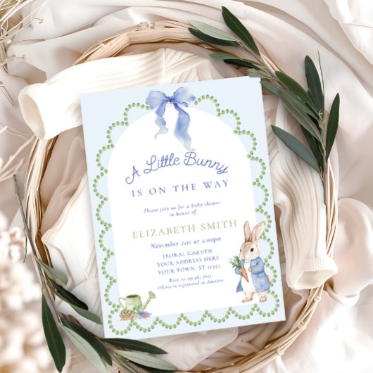 ブルーピーターうさぎ男の子ベイビーシャワー 招待状