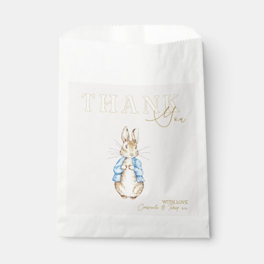 ブルーピーターうさぎ赤ちゃんシャワーありがとう フェイバーバッグ (正面)