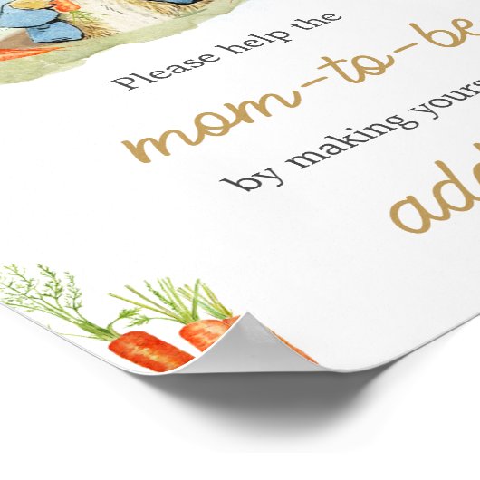 ブルーピーターうさぎ赤ちゃんシャワー封筒ステーション ポスター (角)